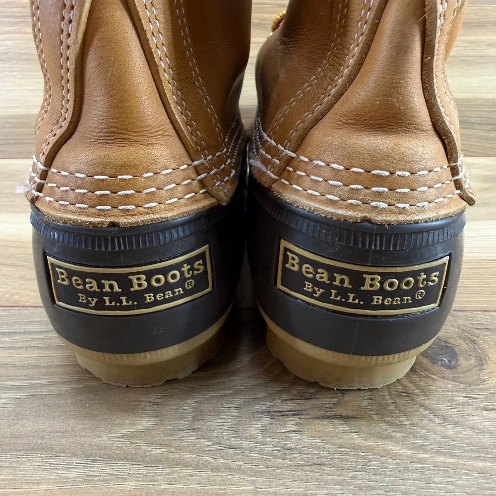 L.L. Bean Brown Leather and Black Rubber Winter Rain Boots